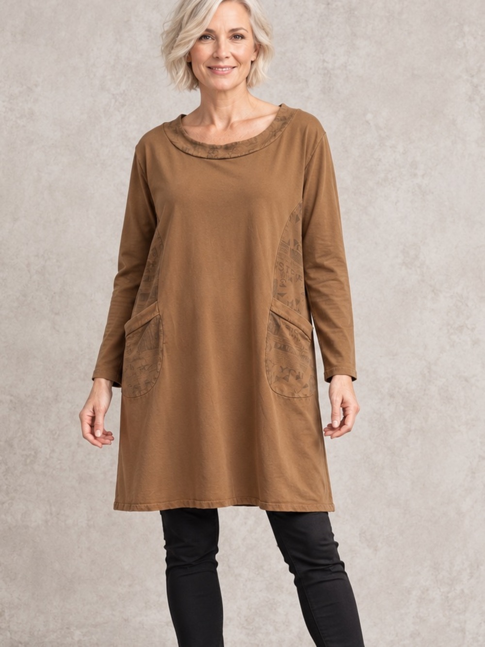 Linen Luv Italy Cotton Lagenlook Long Tunic Dress O/S